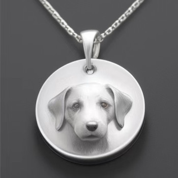 Pet Photo Engraved Necklace Round Disc Necklace with Pet Engraving